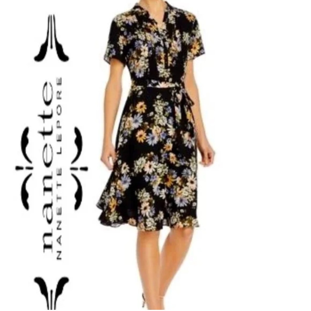 Nanette Naneette Lepore Floral Belted Dress with Slip Dress. Size 10